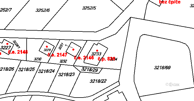 Horní Těrlicko 836, Těrlicko na parcele st. 3233 v KÚ Horní Těrlicko, Katastrální mapa