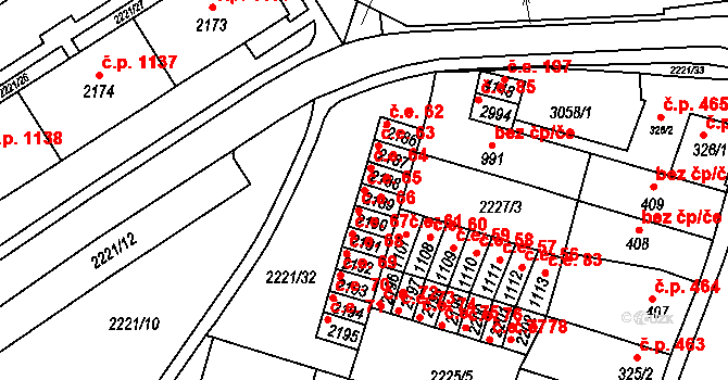 Kyjov 65 na parcele st. 2189 v KÚ Kyjov, Katastrální mapa