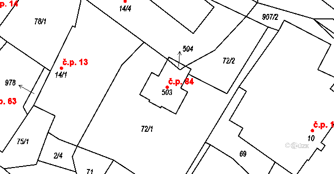 Olešnice 84 na parcele st. 503 v KÚ Olešnice u Turnova, Katastrální mapa