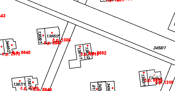 Zlín 5852 na parcele st. 1361/2 v KÚ Zlín, Katastrální mapa
