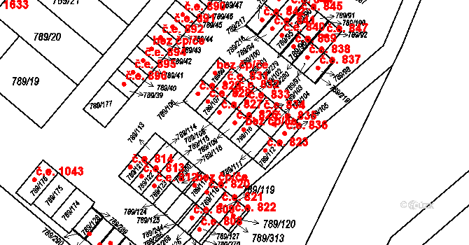 Strážnice 826 na parcele st. 789/109 v KÚ Strážnice na Moravě, Katastrální mapa