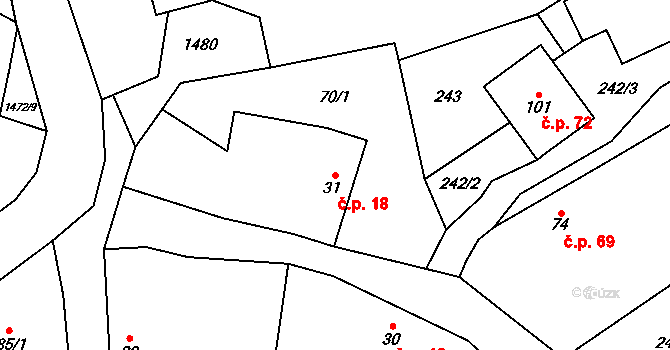 Pechova Lhota 18, Hrejkovice na parcele st. 31 v KÚ Pechova Lhota, Katastrální mapa
