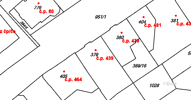 Přívoz 439, Ostrava na parcele st. 379 v KÚ Přívoz, Katastrální mapa