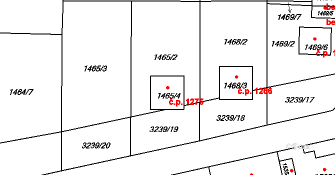 Radvanice 1275, Ostrava na parcele st. 1465/4 v KÚ Radvanice, Katastrální mapa