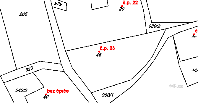 Kundratice 23, Rozsochy na parcele st. 46 v KÚ Kundratice u Rozsoch, Katastrální mapa