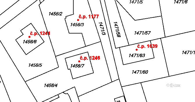 Karviná 38235528 na parcele st. 1456/8 v KÚ Ráj, Katastrální mapa