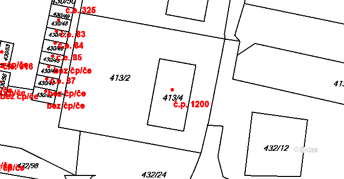Brumov 1200, Brumov-Bylnice na parcele st. 413/4 v KÚ Brumov, Katastrální mapa