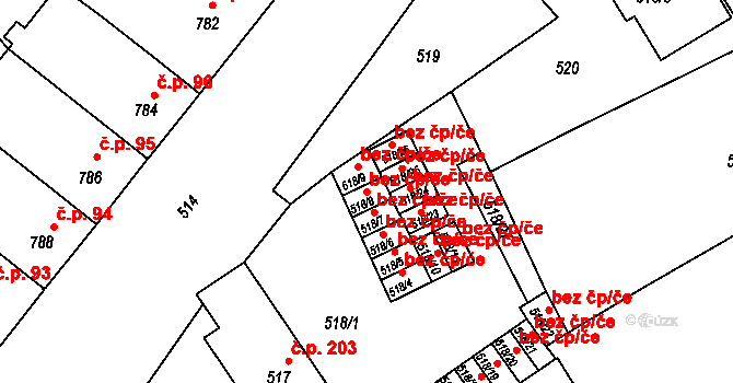 Bedihošť 41324528 na parcele st. 518/8 v KÚ Bedihošť, Katastrální mapa