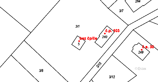 Zvíkovec 43268528 na parcele st. 5 v KÚ Zvíkovec, Katastrální mapa