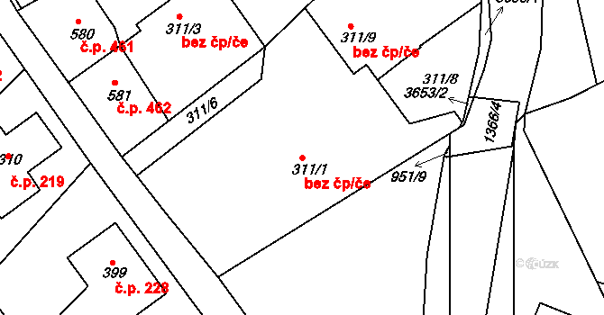 Hejnice 44252528 na parcele st. 311/1 v KÚ Hejnice, Katastrální mapa