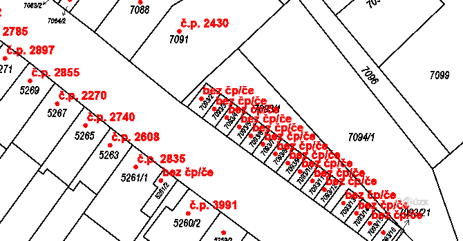 Brno 45577528 na parcele st. 7093/4 v KÚ Židenice, Katastrální mapa