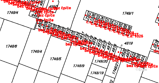 Písek 46225528 na parcele st. 4811 v KÚ Písek, Katastrální mapa