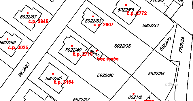 Frýdek-Místek 46445528 na parcele st. 5922/72 v KÚ Frýdek, Katastrální mapa