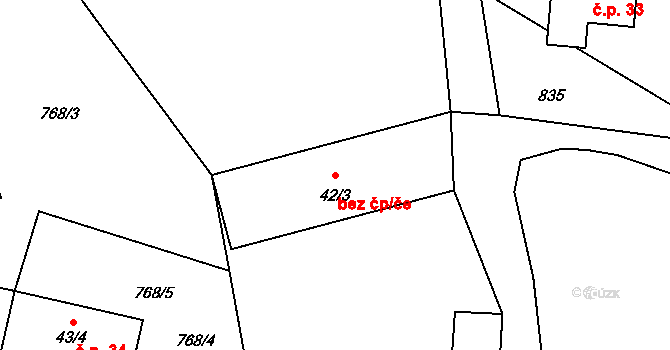 Libníč 46908528 na parcele st. 42/3 v KÚ Jelmo, Katastrální mapa