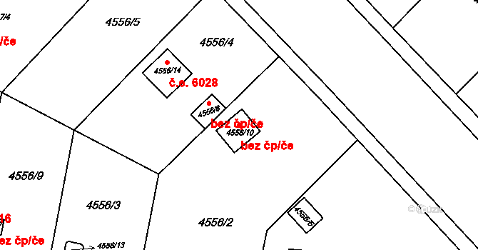 Znojmo 47504528 na parcele st. 4556/10 v KÚ Znojmo-město, Katastrální mapa