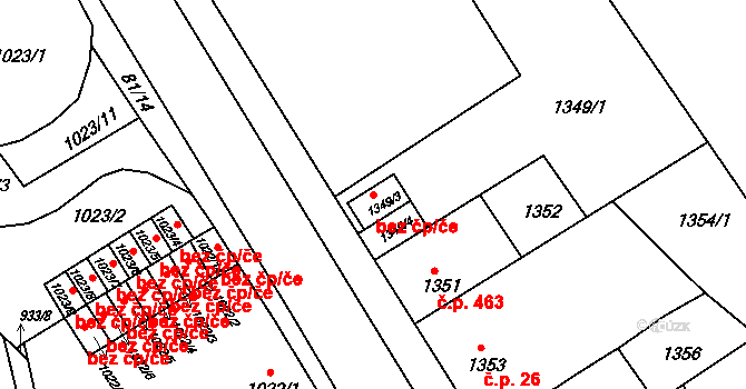 Brno 48864528 na parcele st. 1349/3 v KÚ Obřany, Katastrální mapa