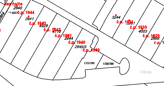 Uherský Brod 1939 na parcele st. 2845/5 v KÚ Uherský Brod, Katastrální mapa