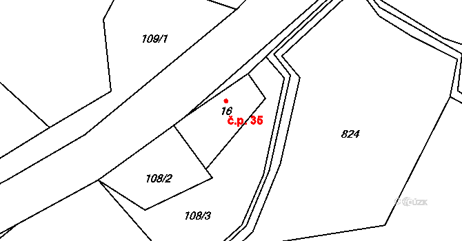 Herbortice 35, Cotkytle na parcele st. 16 v KÚ Herbortice, Katastrální mapa