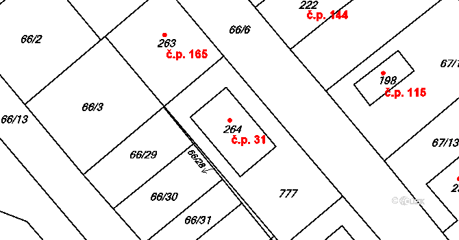 Malá Skalice 31, Česká Skalice na parcele st. 264 v KÚ Malá Skalice, Katastrální mapa