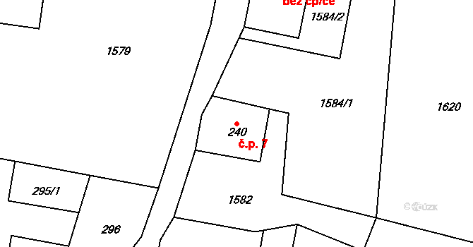 Heroltice 7, Štíty na parcele st. 240 v KÚ Heroltice u Štítů, Katastrální mapa