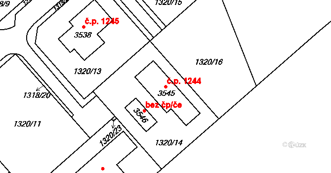 Litomyšl-Město 1244, Litomyšl na parcele st. 3545 v KÚ Litomyšl, Katastrální mapa
