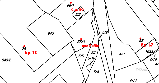 Čachotín 84 na parcele st. 102 v KÚ Čachotín, Katastrální mapa