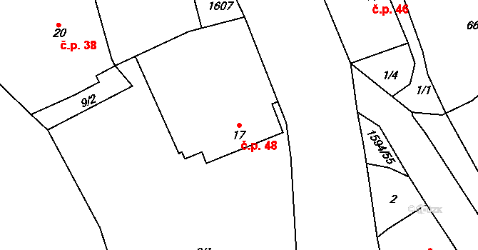 Frýdnava 48, Habry na parcele st. 17 v KÚ Frýdnava, Katastrální mapa