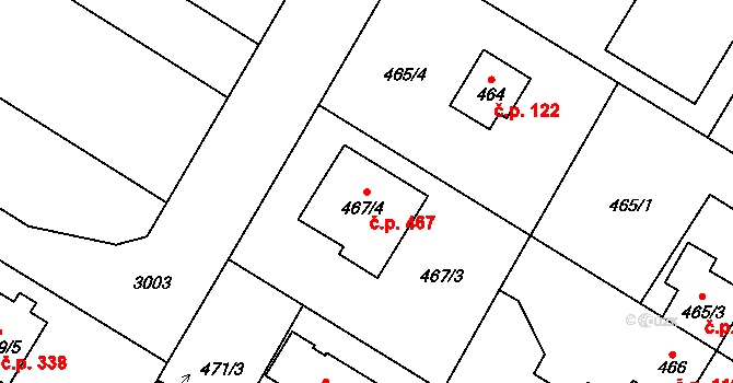 Suchohrdly 467 na parcele st. 467/4 v KÚ Suchohrdly u Znojma, Katastrální mapa