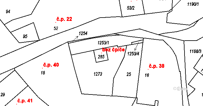 Vrčeň 103957529 na parcele st. 285 v KÚ Vrčeň, Katastrální mapa