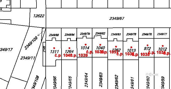 Hrušovany nad Jevišovkou 1038 na parcele st. 1014 v KÚ Hrušovany nad Jevišovkou, Katastrální mapa