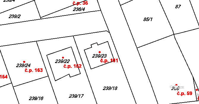 Přerov VIII-Henčlov 161, Přerov na parcele st. 239/23 v KÚ Henčlov, Katastrální mapa