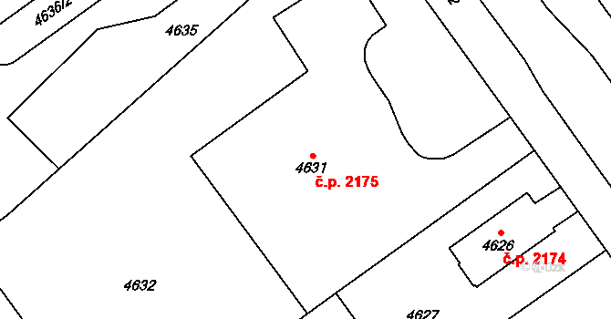 Jihlava 2175 na parcele st. 4631 v KÚ Jihlava, Katastrální mapa