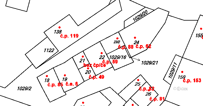 Černuc 59 na parcele st. 22 v KÚ Černuc, Katastrální mapa