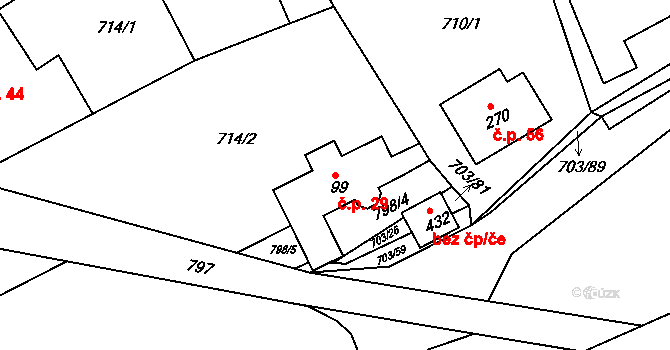Havírna 29, Bohutín na parcele st. 99 v KÚ Bohutín, Katastrální mapa