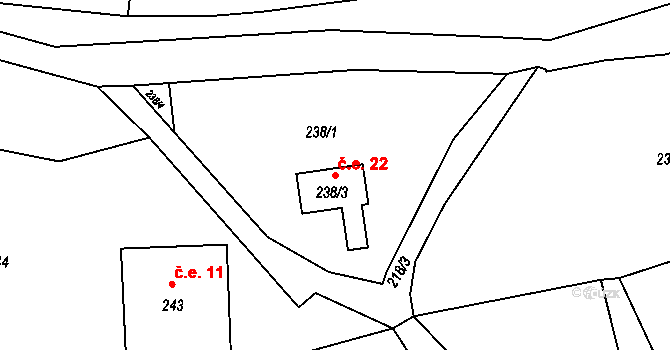 Heřmanice 22, Žandov na parcele st. 238/3 v KÚ Heřmanice u Žandova, Katastrální mapa
