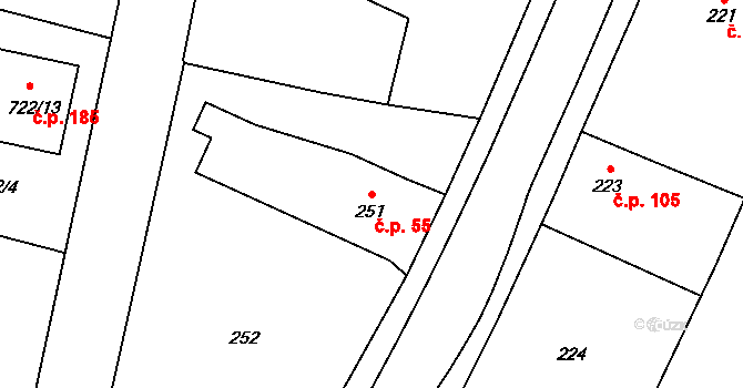 Libišany 55 na parcele st. 251 v KÚ Libišany, Katastrální mapa