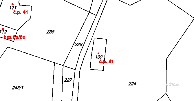 Roprachtice 41 na parcele st. 109 v KÚ Roprachtice, Katastrální mapa