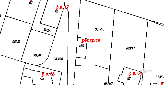 Kuřimské Jestřabí 156643529 na parcele st. 168 v KÚ Kuřimské Jestřabí, Katastrální mapa