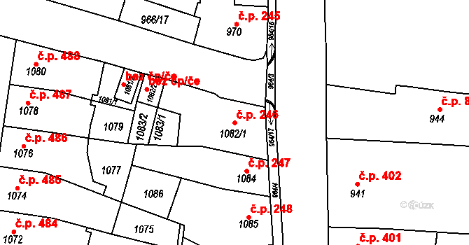 Předměstí 246, Moravská Třebová na parcele st. 1082/1 v KÚ Moravská Třebová, Katastrální mapa