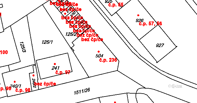 Prachatice II 236, Prachatice na parcele st. 504 v KÚ Prachatice, Katastrální mapa