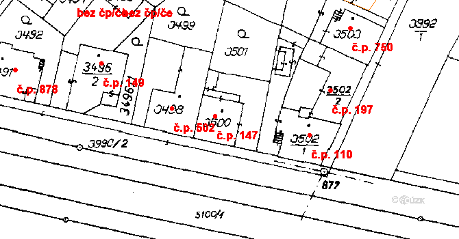 Poděbrady III 147, Poděbrady na parcele st. 3500 v KÚ Poděbrady, Katastrální mapa