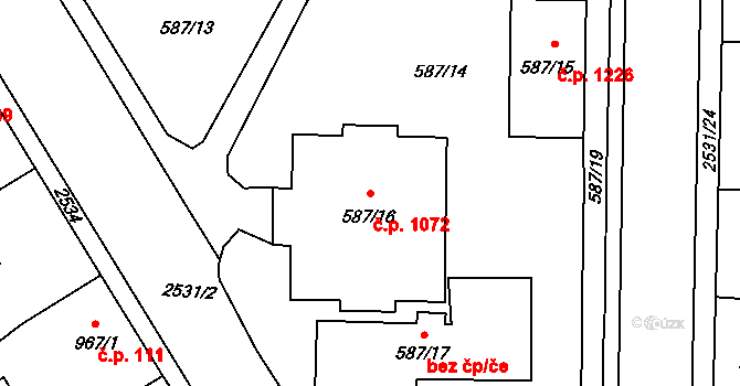 Nový Bohumín 1072, Bohumín na parcele st. 587/16 v KÚ Nový Bohumín, Katastrální mapa