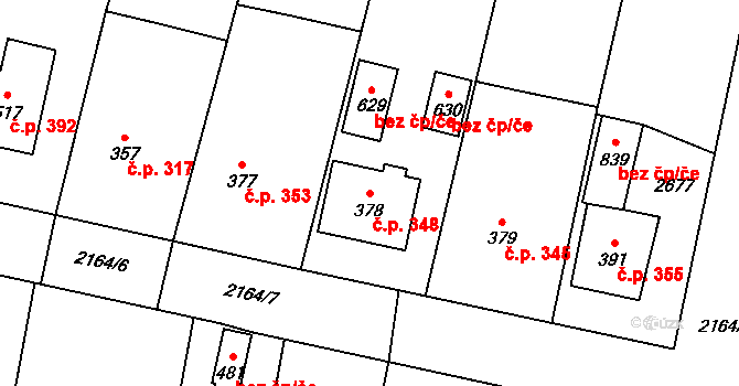 Horní Cerekev 348 na parcele st. 378 v KÚ Horní Cerekev, Katastrální mapa