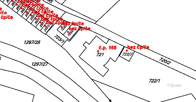 Sobědruhy 168, Teplice na parcele st. 721 v KÚ Sobědruhy, Katastrální mapa