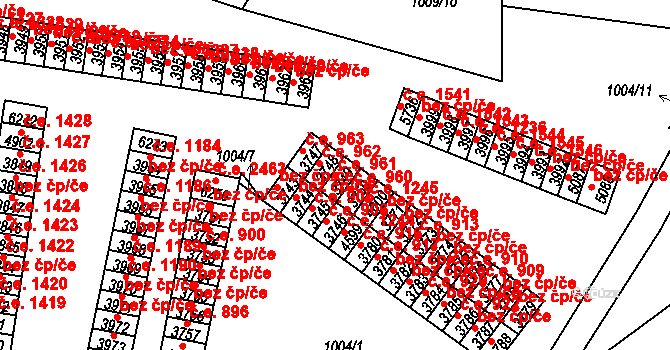 Cheb 961 na parcele st. 3749 v KÚ Cheb, Katastrální mapa