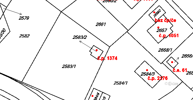 Turnov 1374 na parcele st. 2583/2 v KÚ Turnov, Katastrální mapa