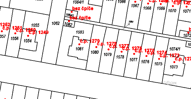 Záběhlice 1278, Praha na parcele st. 1080 v KÚ Záběhlice, Katastrální mapa