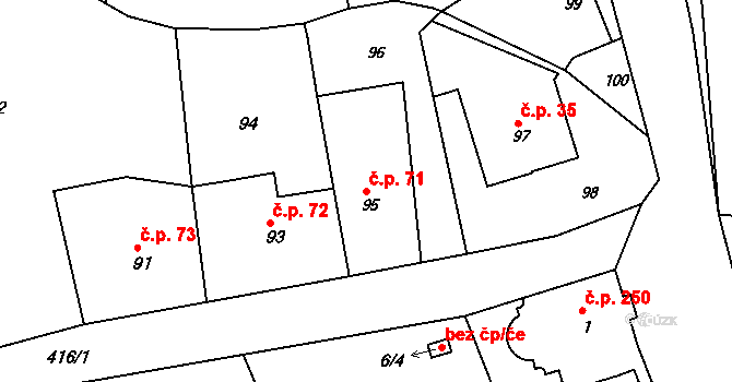 Liberec IX-Janův Důl 71, Liberec na parcele st. 95 v KÚ Janův Důl u Liberce, Katastrální mapa