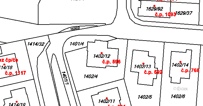 Bludovice 596, Havířov na parcele st. 1402/12 v KÚ Bludovice, Katastrální mapa