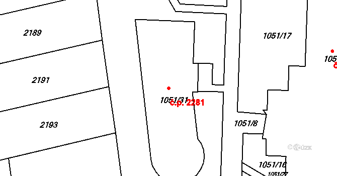 Pod Bezručovým vrchem 2281, Krnov na parcele st. 1051/31 v KÚ Krnov-Horní Předměstí, Katastrální mapa